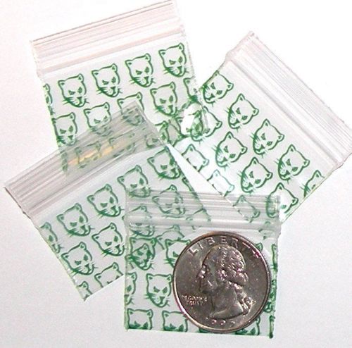 200 Green Tigers 1510 Mini Ziplock Bags 1.5 x 1 inch