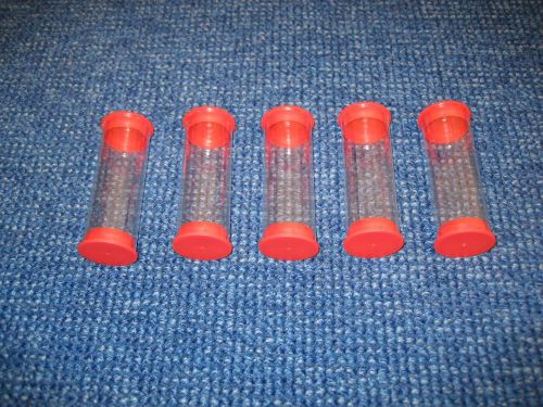 Five clear plastic vials / tubes for shipping or storage. 4&#034; long X 1 1/4&#034; dia.