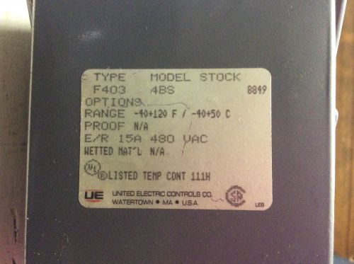 United Electric Controls F403-4BS Temperature Control 15 Amp F4034BS F403 4BS