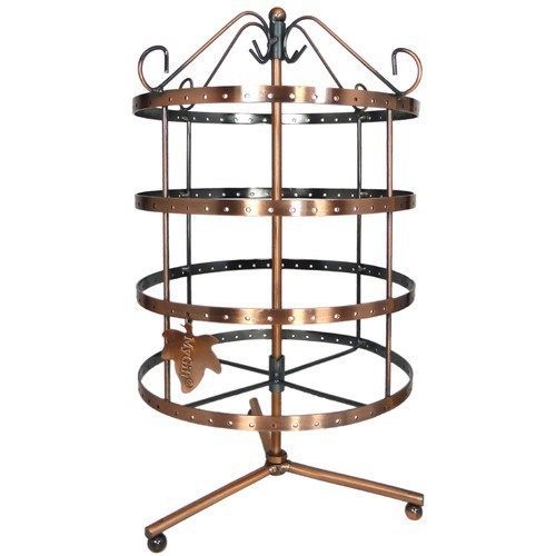 NEW Spinning Jewelry Storage Rack, Rotating Metal Display Organizer Stand Bronze