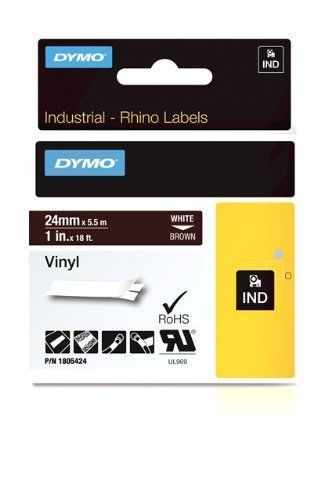 Dymo rhino white on brown color coded label - 0.94&#034; width x 18.04 ft (1805424) for sale