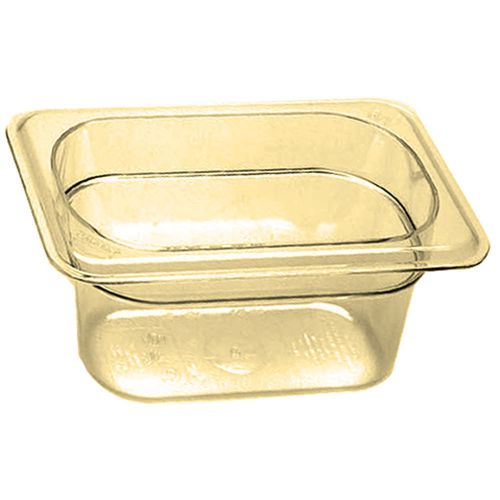Cambro 1/9 gn high heat food pan, 4&#034; deep, 6pk amber 94hp-150 for sale