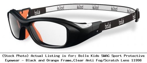 Bolle Kids SWAG Sport Protective Eyewear - Black and Orange Frame,Clear : 11998