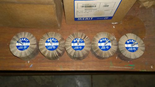 Lof of 4 merit abrasive flap wheels mandrel mounted 3&#034;w 80 grit 12,000 max rpm for sale