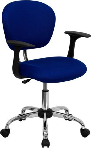 Mid-Back Blue Mesh Task Chair with Arms (MF-H-2376-F-BLUE-ARMS-GG)