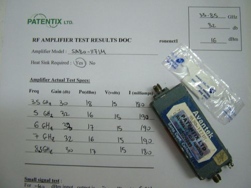 RF AMPLIFIER AVANTEK SA80-1171M 3.5 - 8.5GHz  GAIN 32dB PO 16dBm SMA