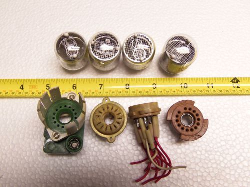 4x IN-4 Soviet Nixie Numeric Indicator Tube 0-9, dot, +sockets