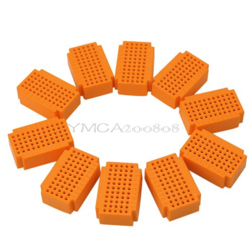 10pcs Mini Solderless Prototype Breadboard PCB 55 Points Electronic Board Yellow