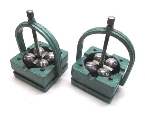 NICE! PAIR OF 3&#034; PRECISION BALL BEARING V-BLOCKS w/ CLAMPS