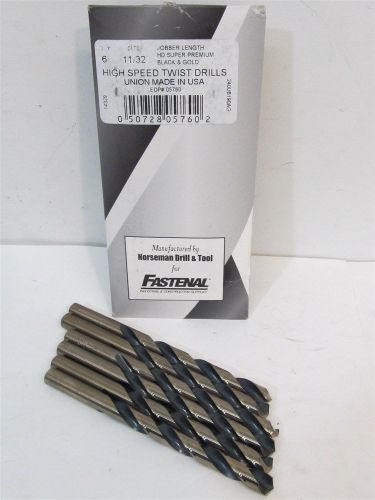 Norseman Drill &amp; Toll Co. 05760, 11/32&#034;, HSS, HD Jobber Length Drill Bit 6 each