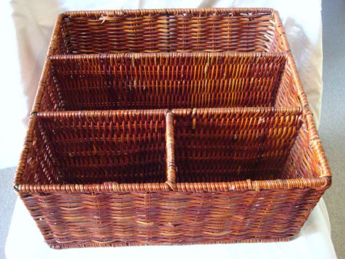 Wicker Desk Organizer Basket with Dividers