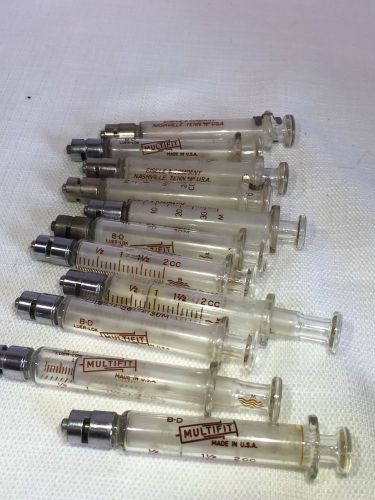 Lot Of 11 Vintage Eisele/B-D Luer-Lok Multifit Sempra  2CC Glass Syringe&#039;s