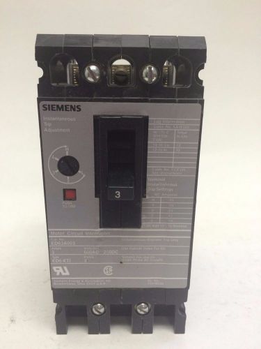 SIEMENS ED63A003 3P 3A 600V CIRCUIT BREAKER