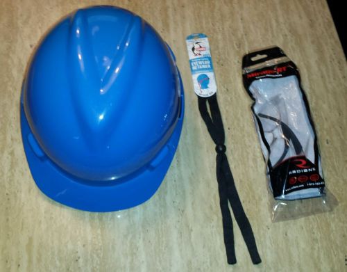 MSA V-Gard Hard Hat with FasTrac Ratchet Suspension Safety Glasses &amp; Chum