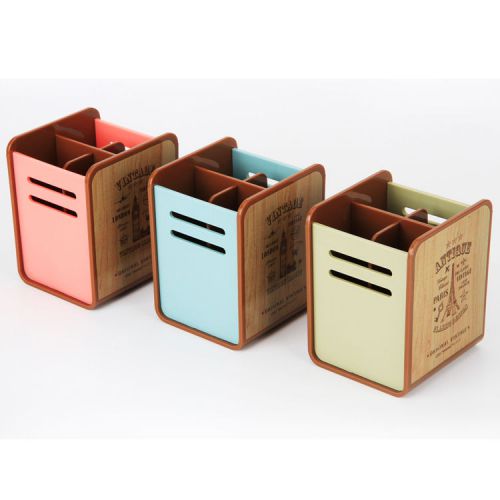 Desk Pen Holder Stand Plastic Office Organizer stationery pencil supplies box