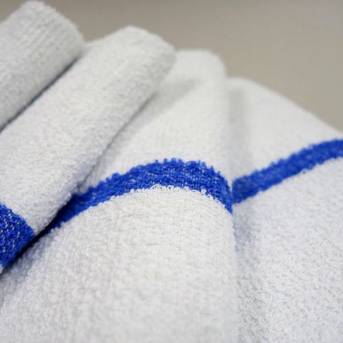 24 NEW COTTON BLUE STRIPE TERRY RESTAURANT BAR MOPS PREMIUM KITCHEN TOWELS 28oz