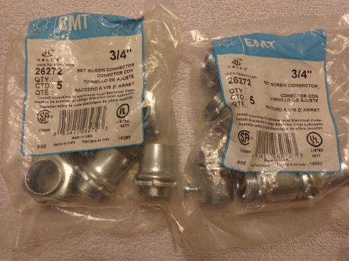 Halex EMT 26272 3/4&#034; Metallic Set Screw Connector  QTY 10