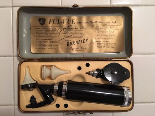 AO AMERICAN OPTICAL &#034;FUL-VUE&#034; OTOSCOPE OPHTHALMOSCOPE SET U.S. Military Works!