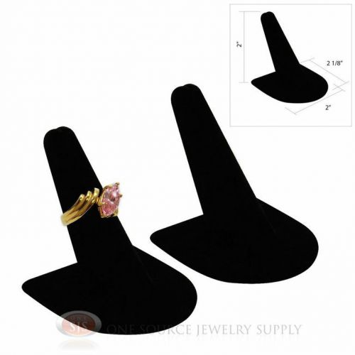 (2) 2&#034; Single Finger Black Velvet Ring Display Jewelry Showcase Presentation