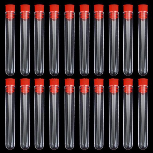 20pcs 7.8cm Non-Graduated Plastic Test Tubes Laboratory Test Tool Screw Caps