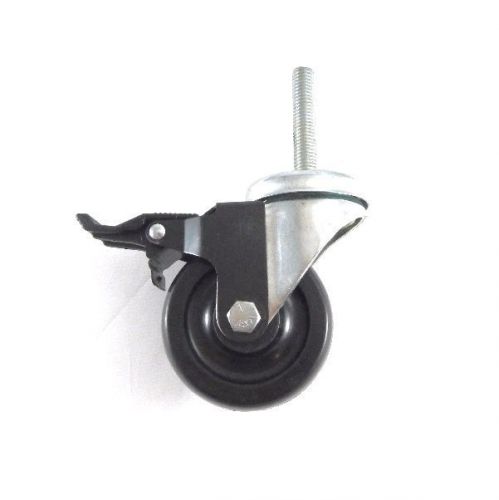 Swivel Brake Caster with 3-1/2&#034; x 1-1/4&#034; Black Hard Rubber Wheel 1/2&#034;-13 x 2-3/4