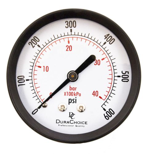 2&#034; Utility Pressure Gauge - Blk.Steel 1/4&#034; NPT Center Back 600PSI