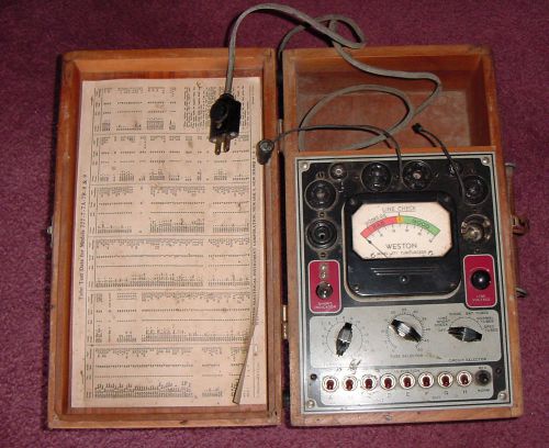 Weston Model 777Vacuum Tube Checker/Tester Charts Wood Case  Bakelite For Parts