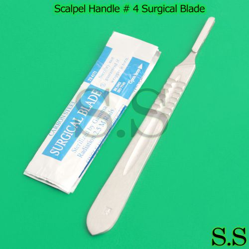 10 STERILE SURGICAL BLADES #22 #23 WITH FREE SCALPEL KNIFE HANDLE #4