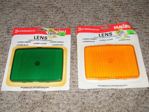 2 Rare Vintage MOC Sealed Malibu Intermatic Floodlight Lens LV108 Amber Green