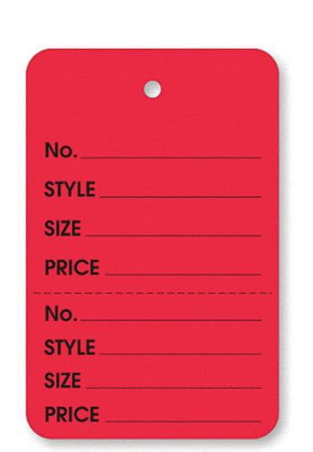 Red 2 part merchandise garment sale price tags unstrung 1-1/4x1-7/8 100/box usa for sale