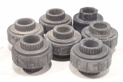 Lot of 7) Celanese Cobat SCH Schedule 80 PVC Union 1-1/4&#034; Polypropylene Threaded