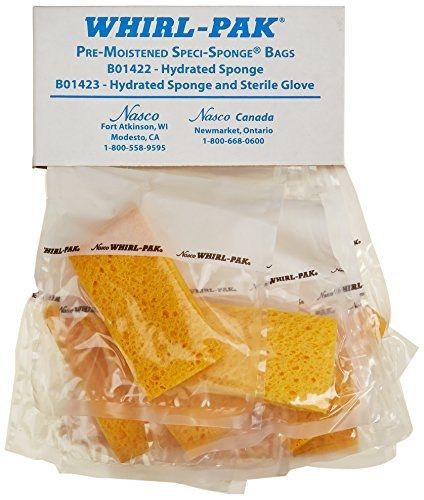 Nasco Whirl-Pak Speci-Sponge B01422WA Hydrated Bag, 23cm L x 11.5cm W, 532ml