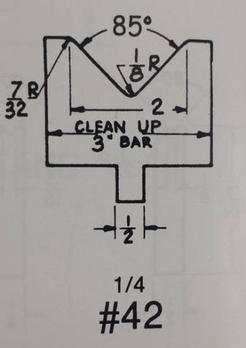 PRESS BRAKE DIE 85 DEGREE 2 INCH V OPENING FORMING DIE #42 13 INCH