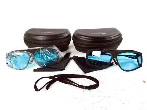 2 Pairs of ViziLite 39 0607 Dental Laser Safety Glasses w/ Storage Cases