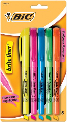 Bic Brite Liner Fluorescent Highlighters 5/Pkg-Assorted Colors 070330908376