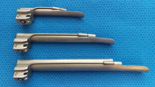 LOT OF 3 Laryngoscope Blades Standard Miller 1, Miller 2, and Miller 4