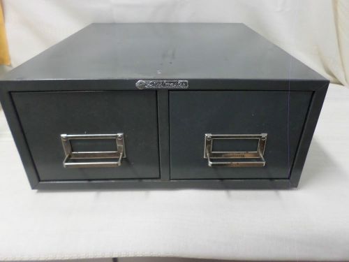 VINTAGE GREY STEELMASTER METAL 2 DRAWER CARD FILE CABINET STACKABLE DESK TOP