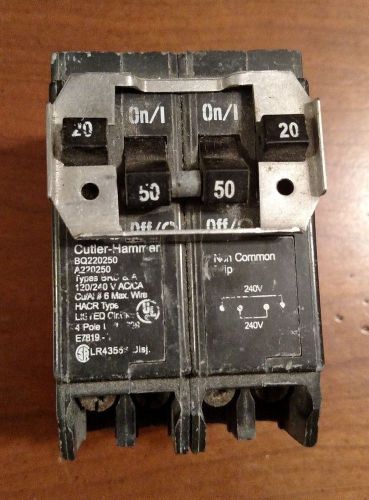 Bq220250 cutler hammer eaton 2 pole 20 and 50 in a combination breaker for sale