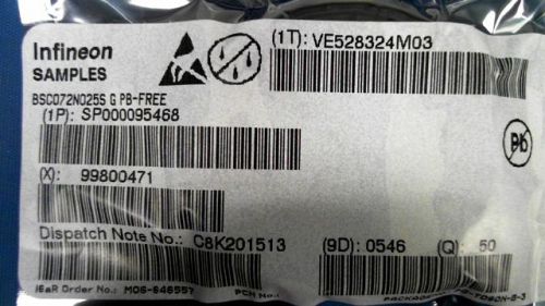 50-pcs n-channel 25v 40a infineon bsc072n025s g 072n025 bsc072n025sg for sale