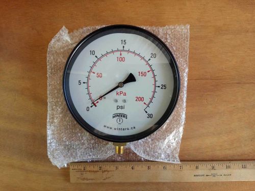 Winters Pressure Gauge # 251 6&#034; 1/4 NPT 0-30 PSI/KPA NOS Brand New and Unused