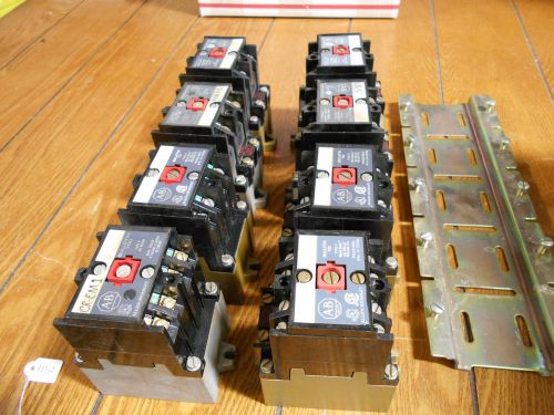 Lot of 8 Allen Bradley 700-P400A1 Relays, Ser A, 115/120/110 V, 50-60Hz, w/ rack