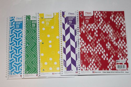 FIVE MEAD 1- SUBJECT NOTE BOOKS