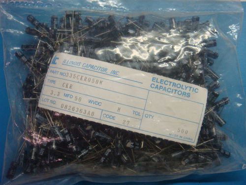 (500) ILLINOIS CAPACITOR 335CKR050M 50V 3.3uF 85°C RADIAL ALUMINUM ELECTROLYTIC