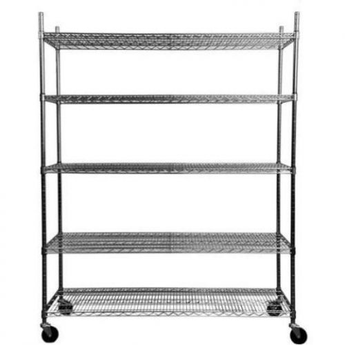 Shelving Storage Organizer Garage Heavy Duty 5 Chrome Wire Shelves Wheels Rack