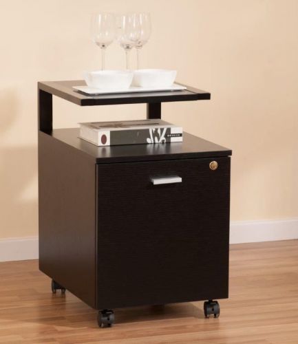 Enitial lab tyrer modern single file drawer cabinet, black for sale