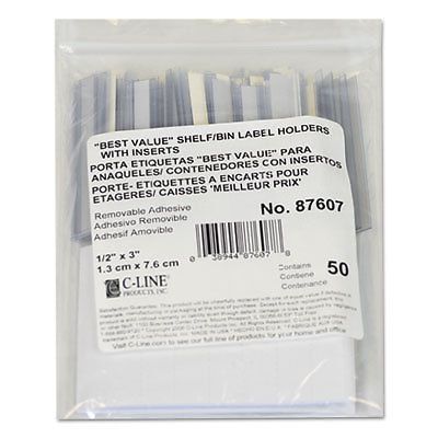 Self-adhesive label holders, top load, 1/2 x 3, clear, 50/pack 87607 for sale