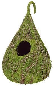 Moss Raindrop Birdhouse Green Vined Bird House Garden Wedding 10&#034; Hanging Decor