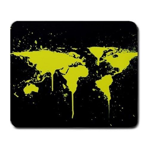 Dripping Splatter World Map Yellow Large Mousepad Mouse Pad Free Shipping