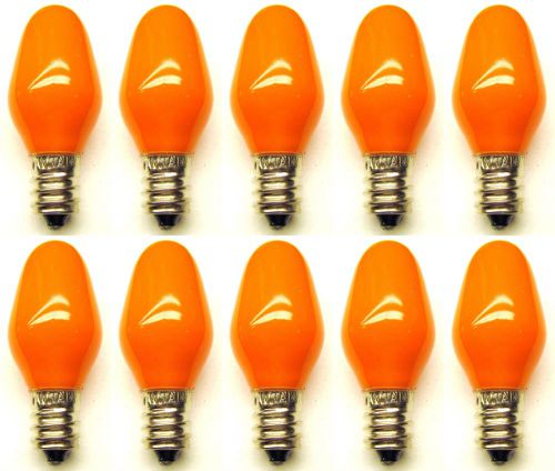 Box of 10 Bulbs 7C7/CO/120V 7 Watt 120 Volt Screw Base E12 Ceramic Orange