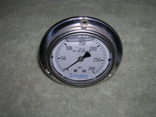 Swagelok 0-300 Stainless Steel 2.5&#034; pressure gauge glycerin filled 1/4 NPT